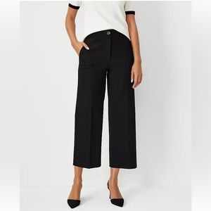 NEW ANN TAYLOR Black The Kate wide leg crop pants Curvy 8P